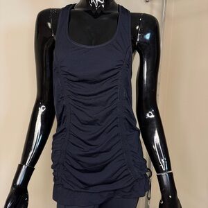 Lululemon Scrunch Back Clinch Waistband Racerback Tank – Black Stripe, Size 6